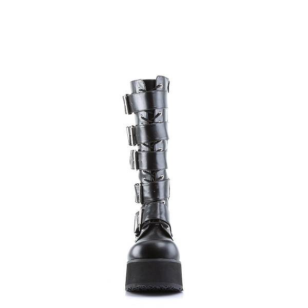 Demonia Women's Trashville-518 Knee High Platform Boots - Black Vegan Leather D7913-24US Clearance